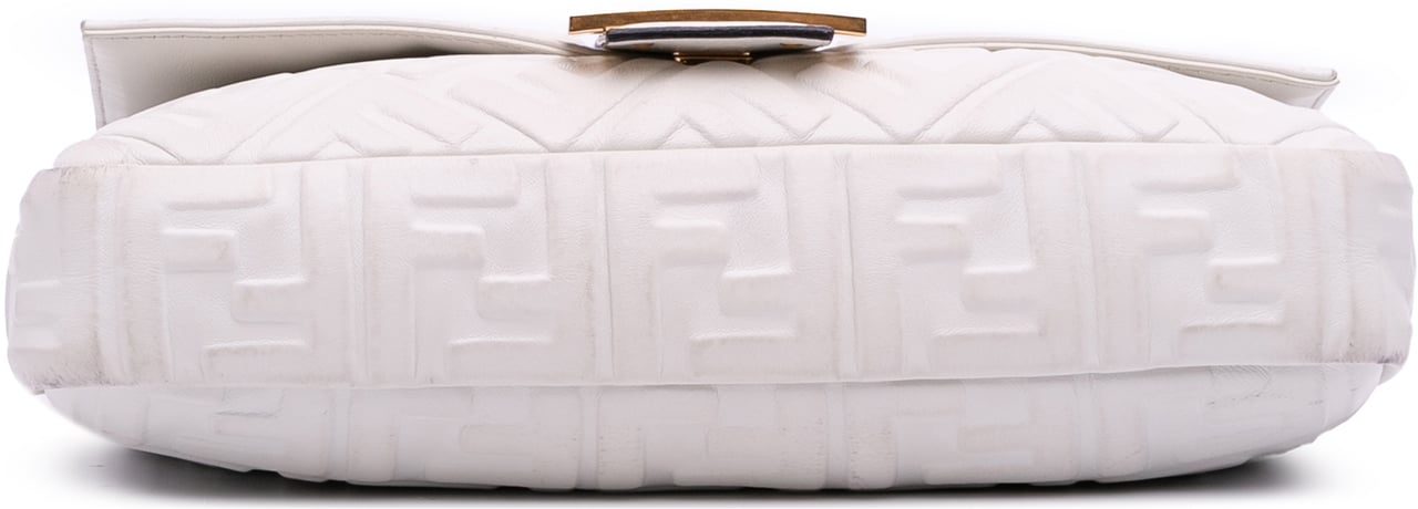 Fendi Large Zucca Embossed Leather Baguette Satchel Wit