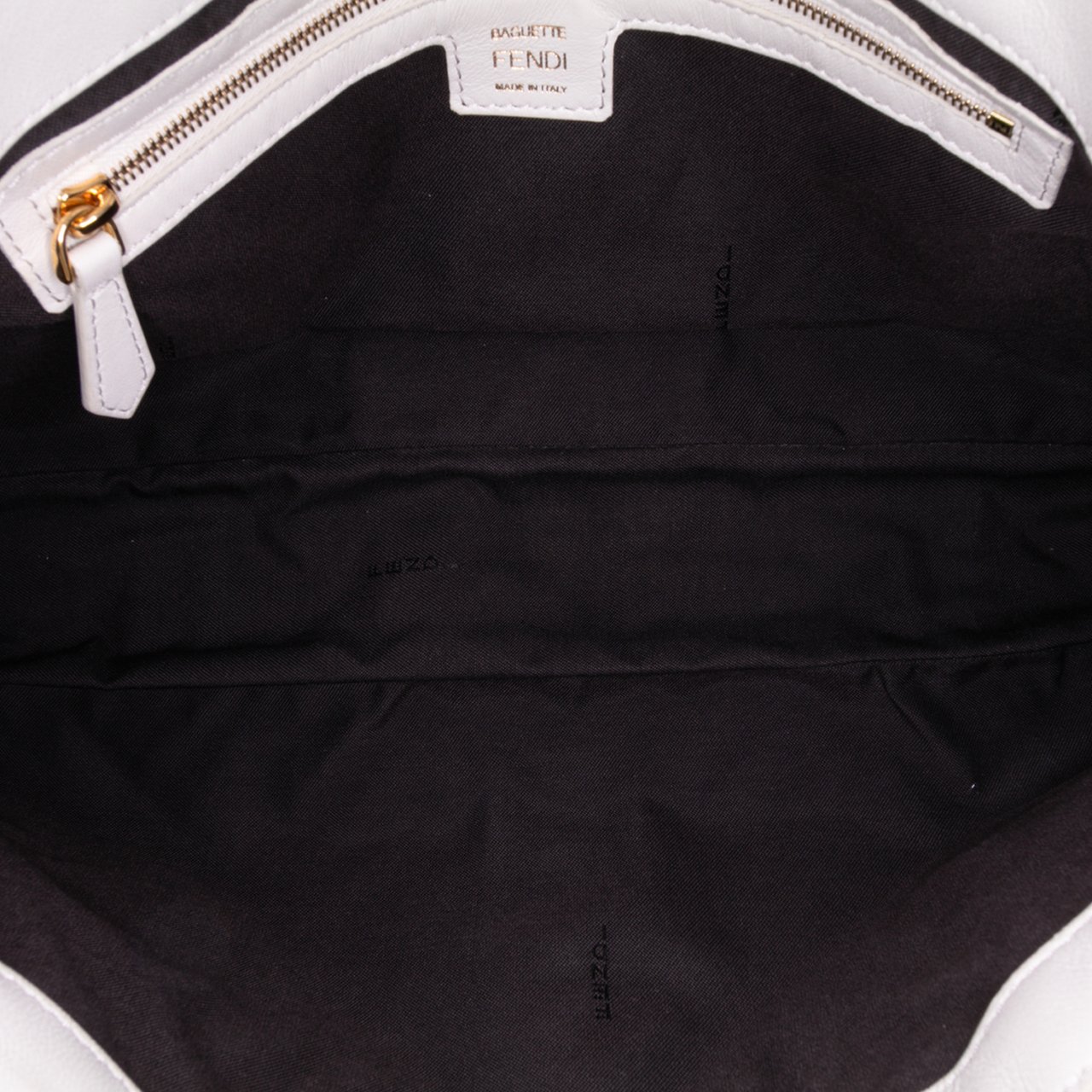 Fendi Large Zucca Embossed Leather Baguette Satchel Wit