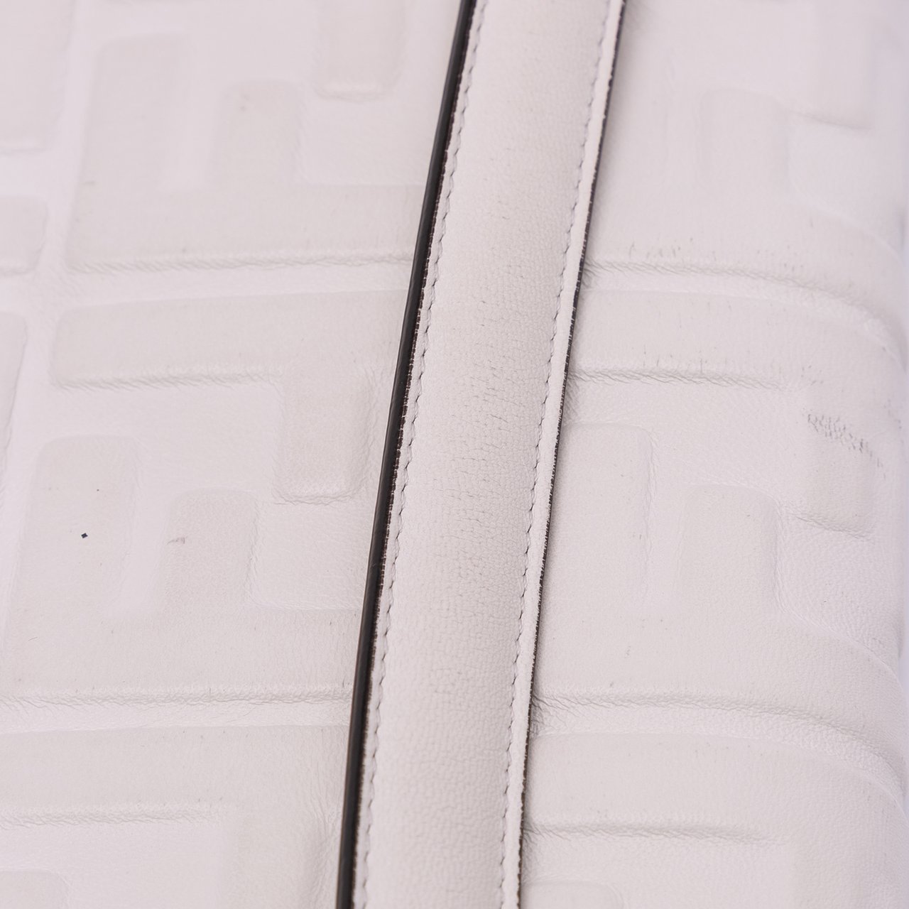 Fendi Large Zucca Embossed Leather Baguette Satchel Wit