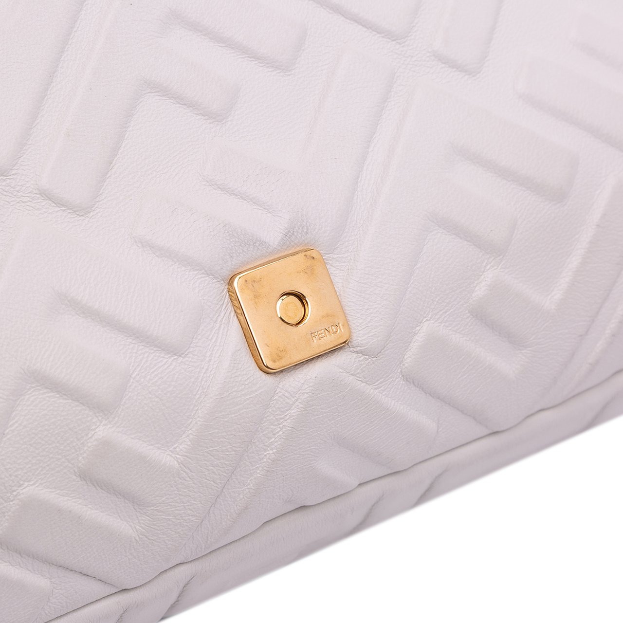 Fendi Large Zucca Embossed Leather Baguette Satchel Wit