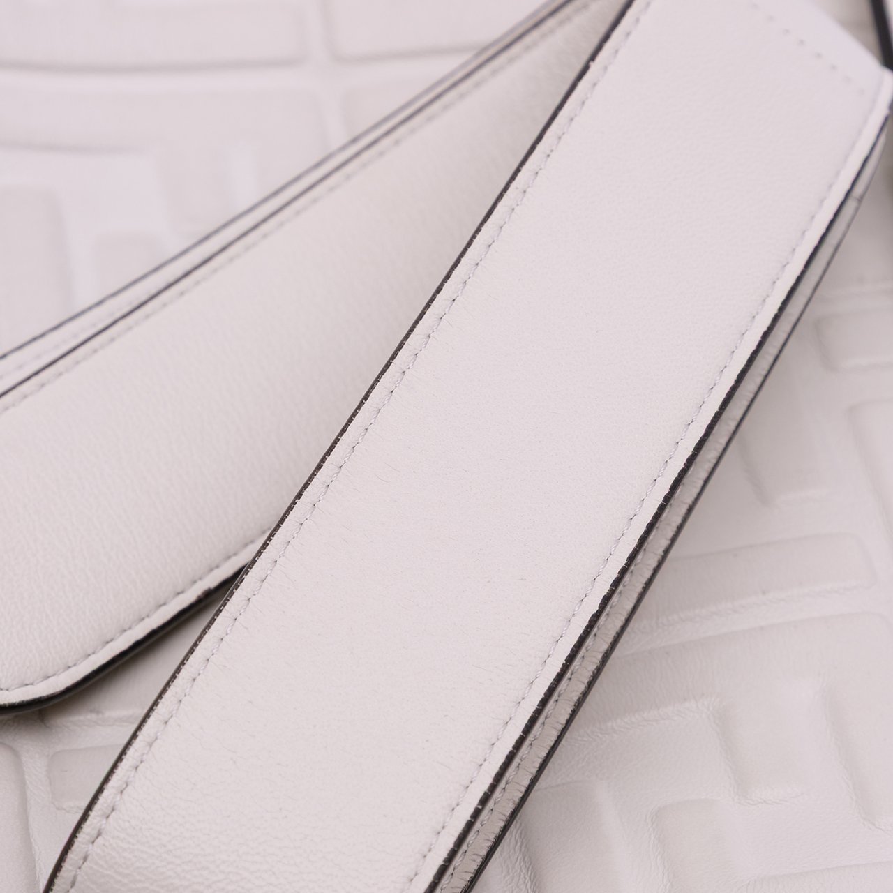 Fendi Large Zucca Embossed Leather Baguette Satchel Wit