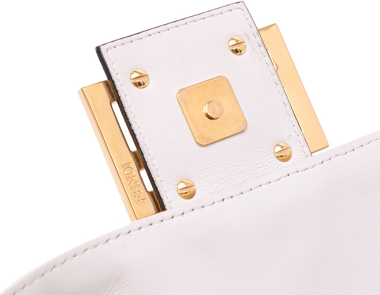 Fendi Large Zucca Embossed Leather Baguette Satchel Wit