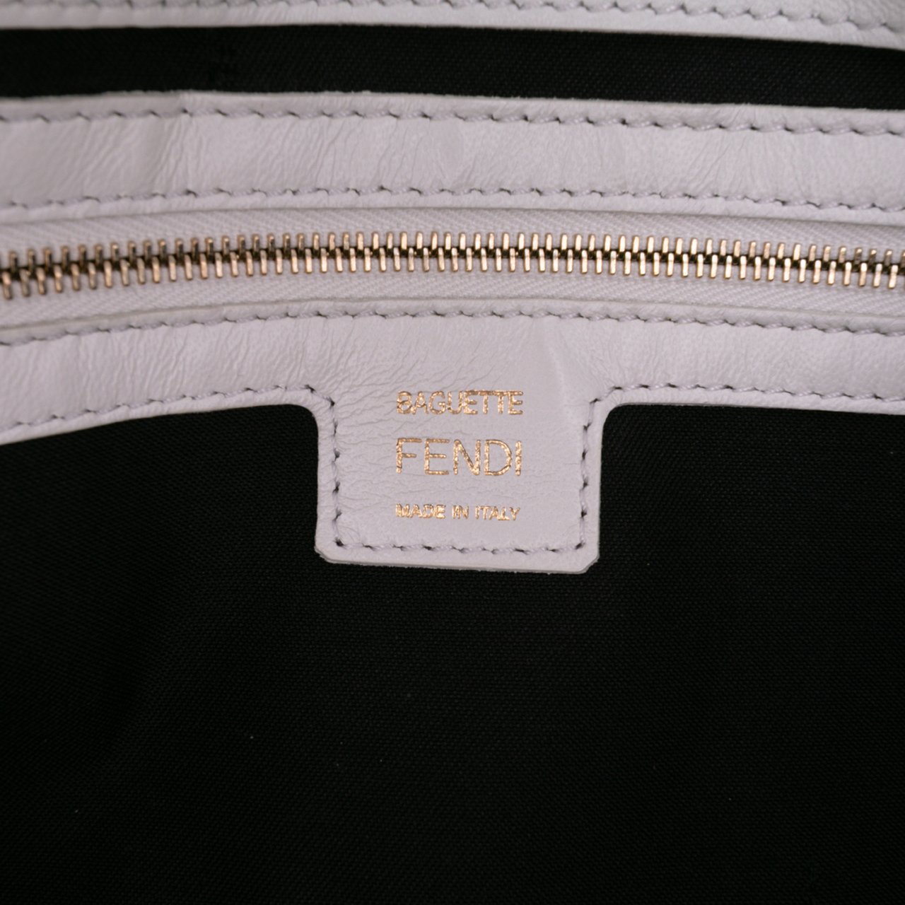 Fendi Large Zucca Embossed Leather Baguette Satchel Wit