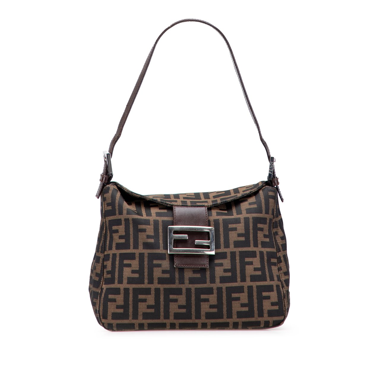 Fendi Zucca Canvas Shoulder Bag Bruin