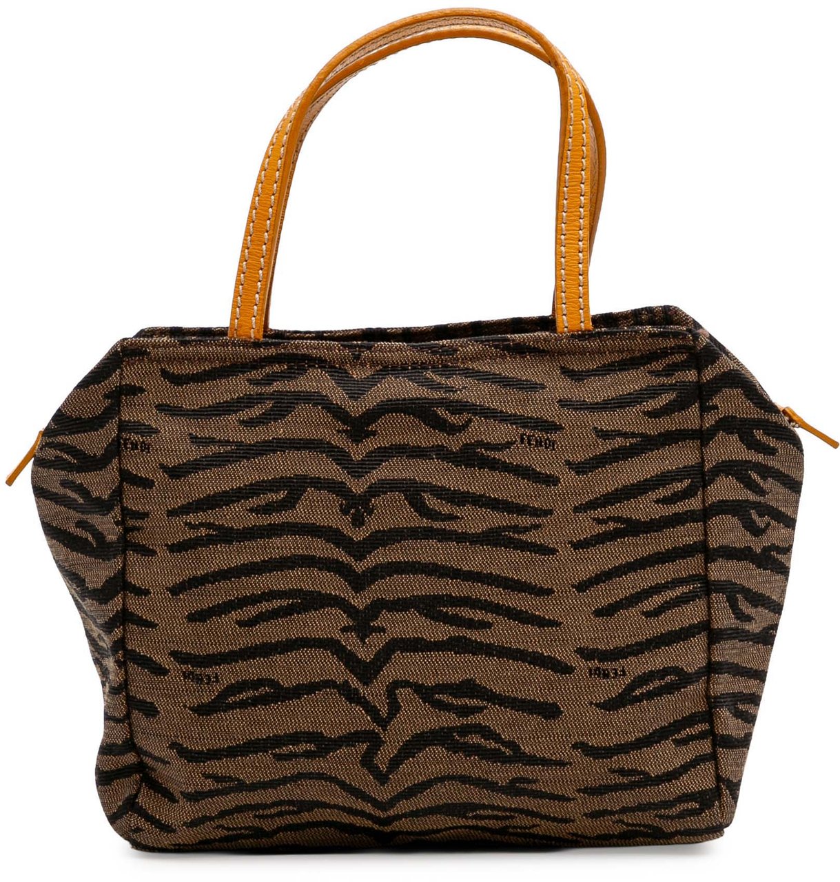 Fendi Zebra Print Canvas Handbag Bruin
