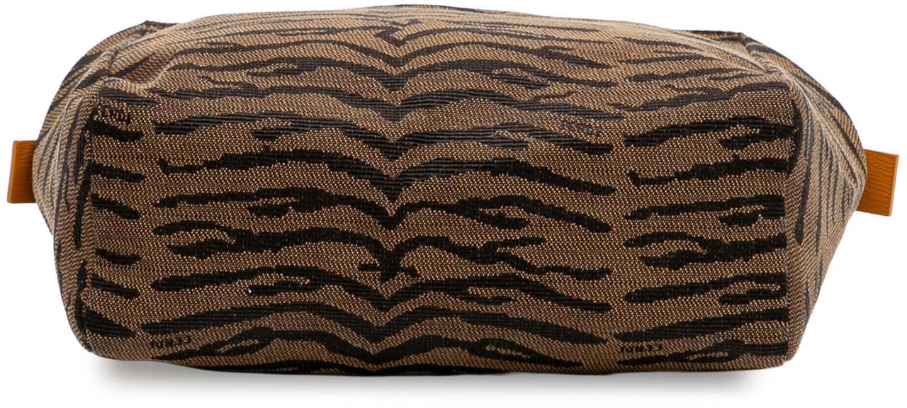 Fendi Zebra Print Canvas Handbag Bruin