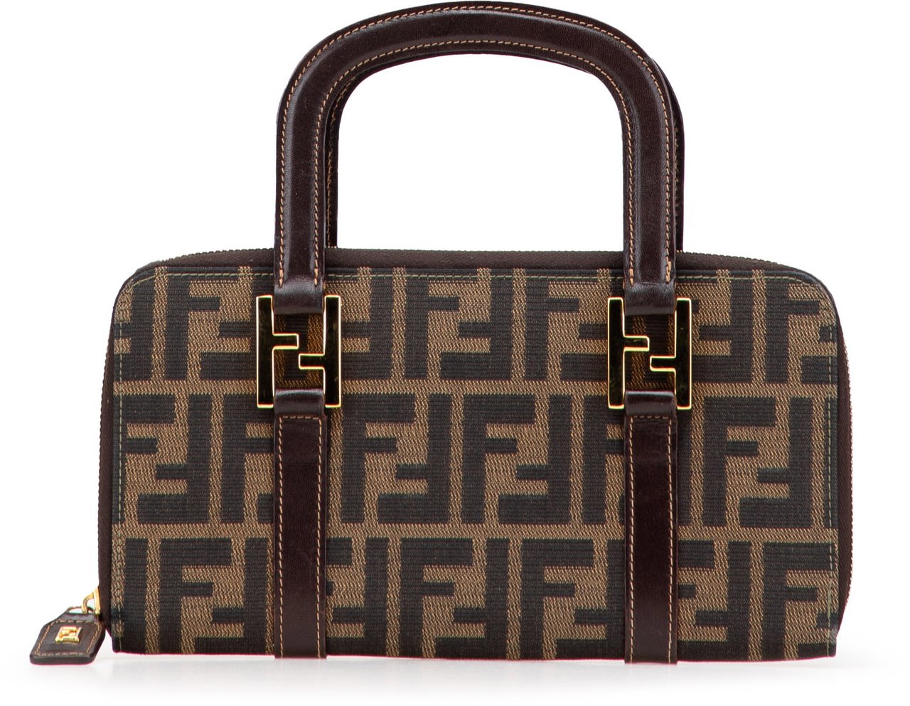 Fendi Zucca Canvas Top Handle Wallet Bruin
