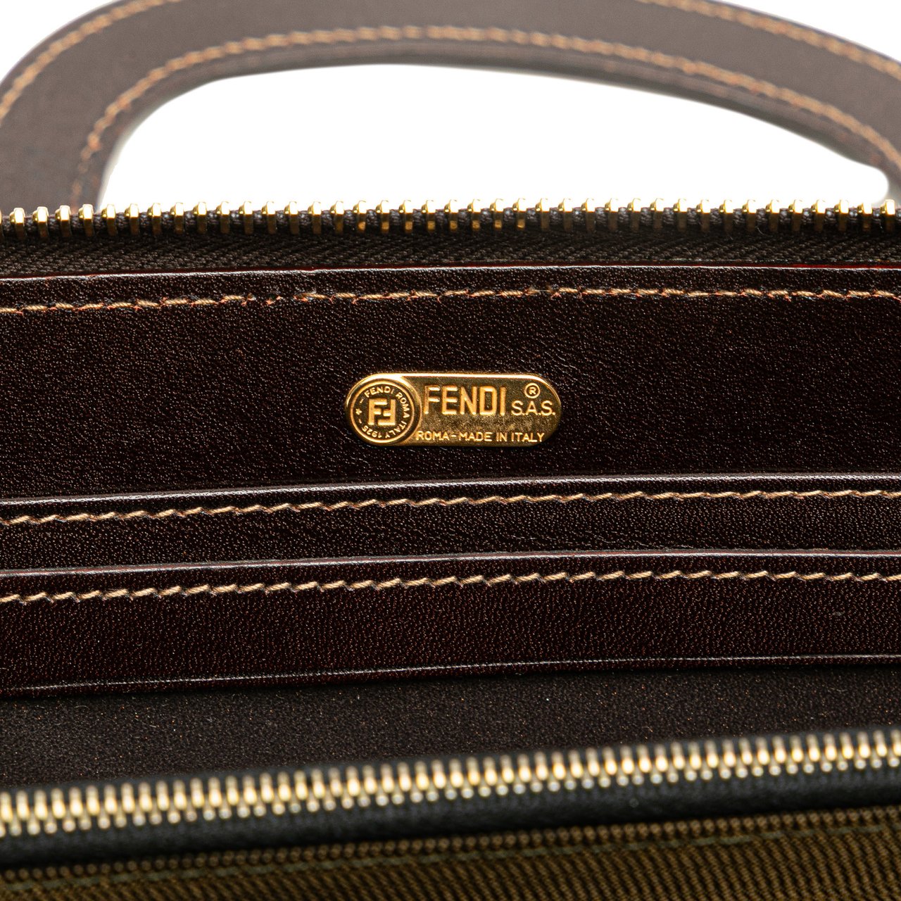 Fendi Zucca Canvas Top Handle Wallet Bruin