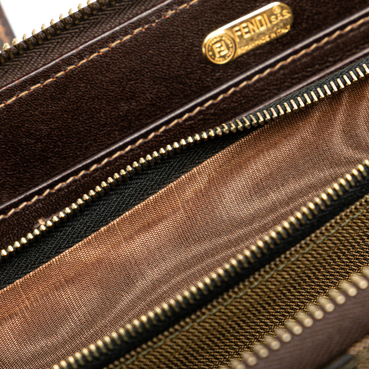Fendi Zucca Canvas Top Handle Wallet Bruin
