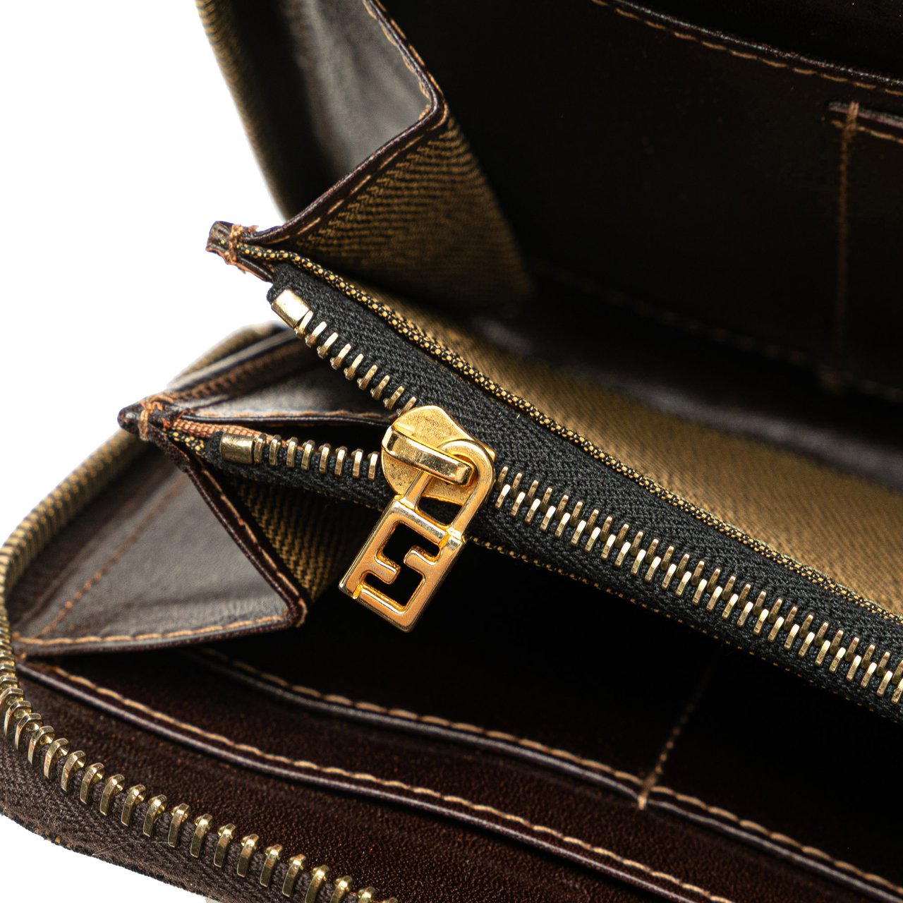 Fendi Zucca Canvas Top Handle Wallet Bruin