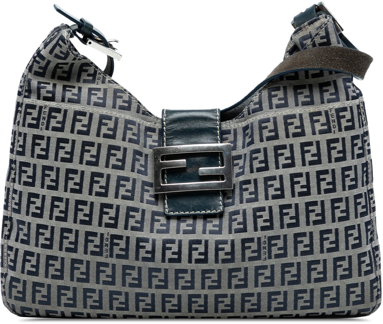 Fendi Zucchino Canvas Shoulder Bag Grijs