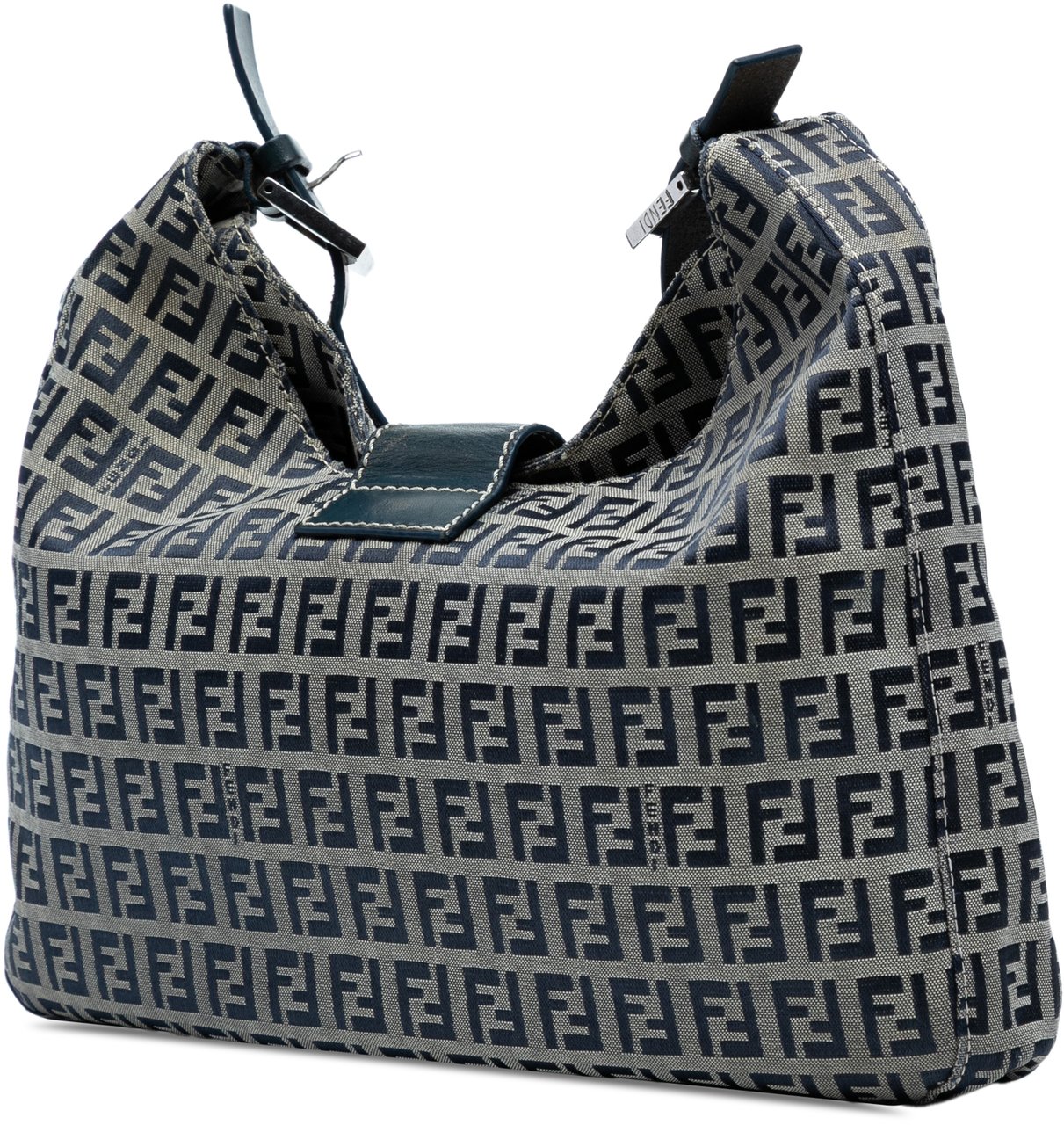 Fendi Zucchino Canvas Shoulder Bag Grijs