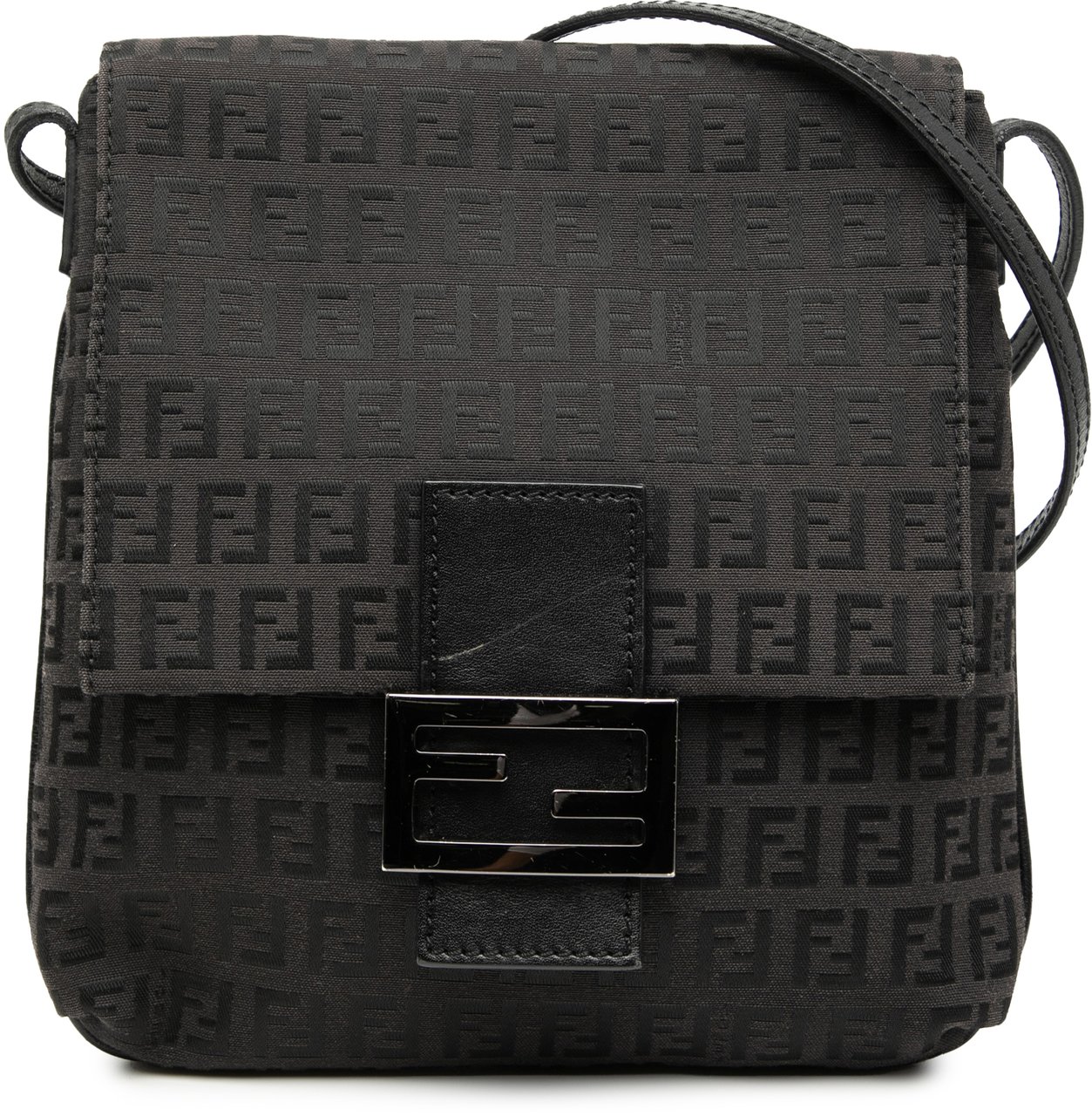 Fendi Zucchino Canvas Crossbody Zwart