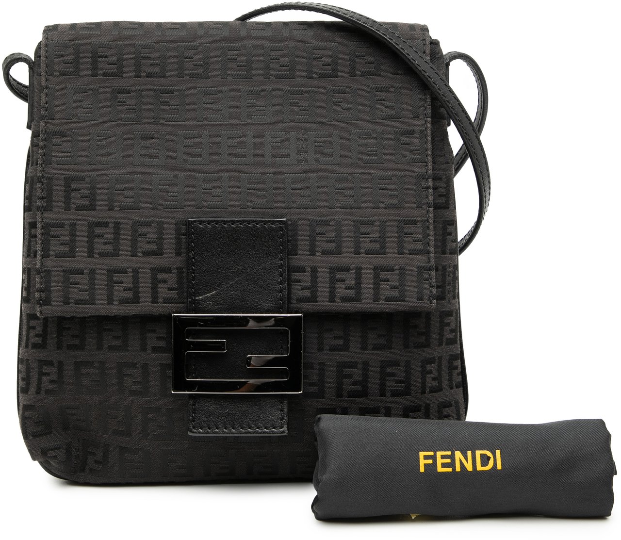 Fendi Zucchino Canvas Crossbody Zwart