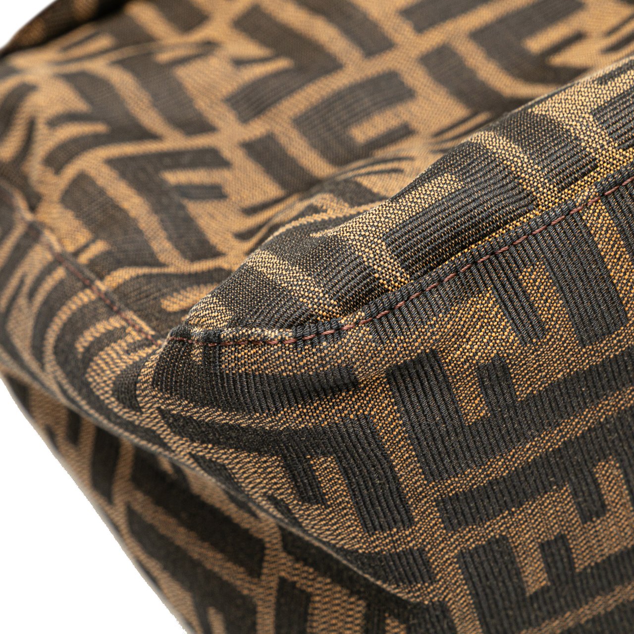 Fendi Zucca Canvas Double Flap Shoulder Bag Bruin