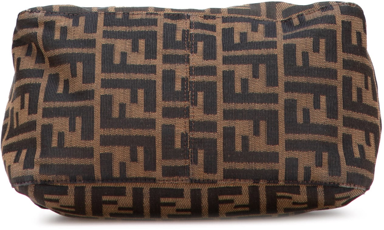 Fendi Zucca Canvas Double Flap Shoulder Bag Bruin