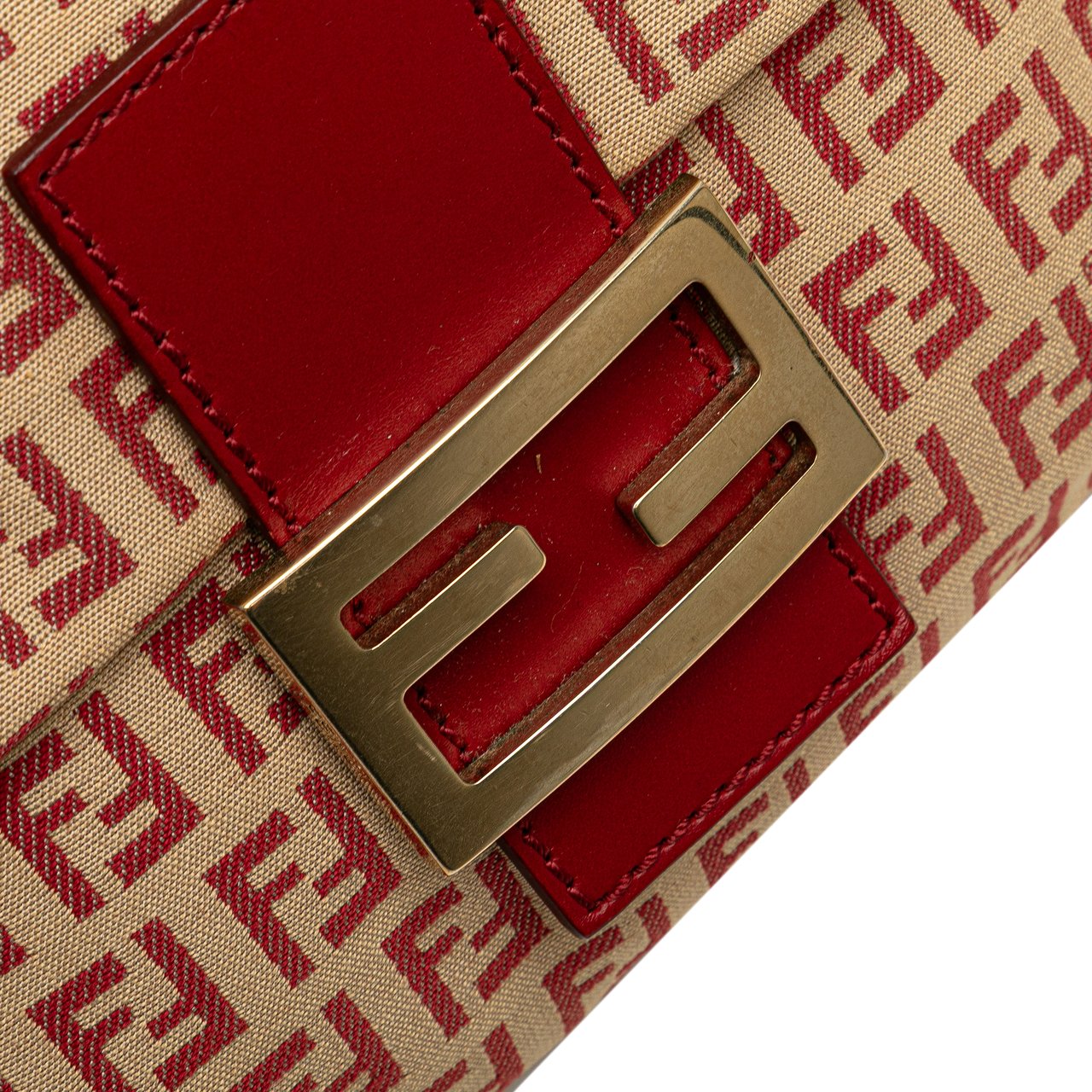 Fendi Zucchino Canvas Flap Crossbody Bruin