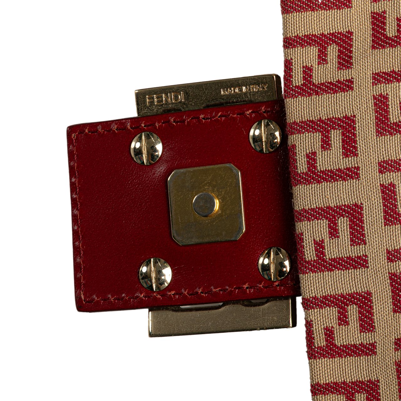 Fendi Zucchino Canvas Flap Crossbody Bruin