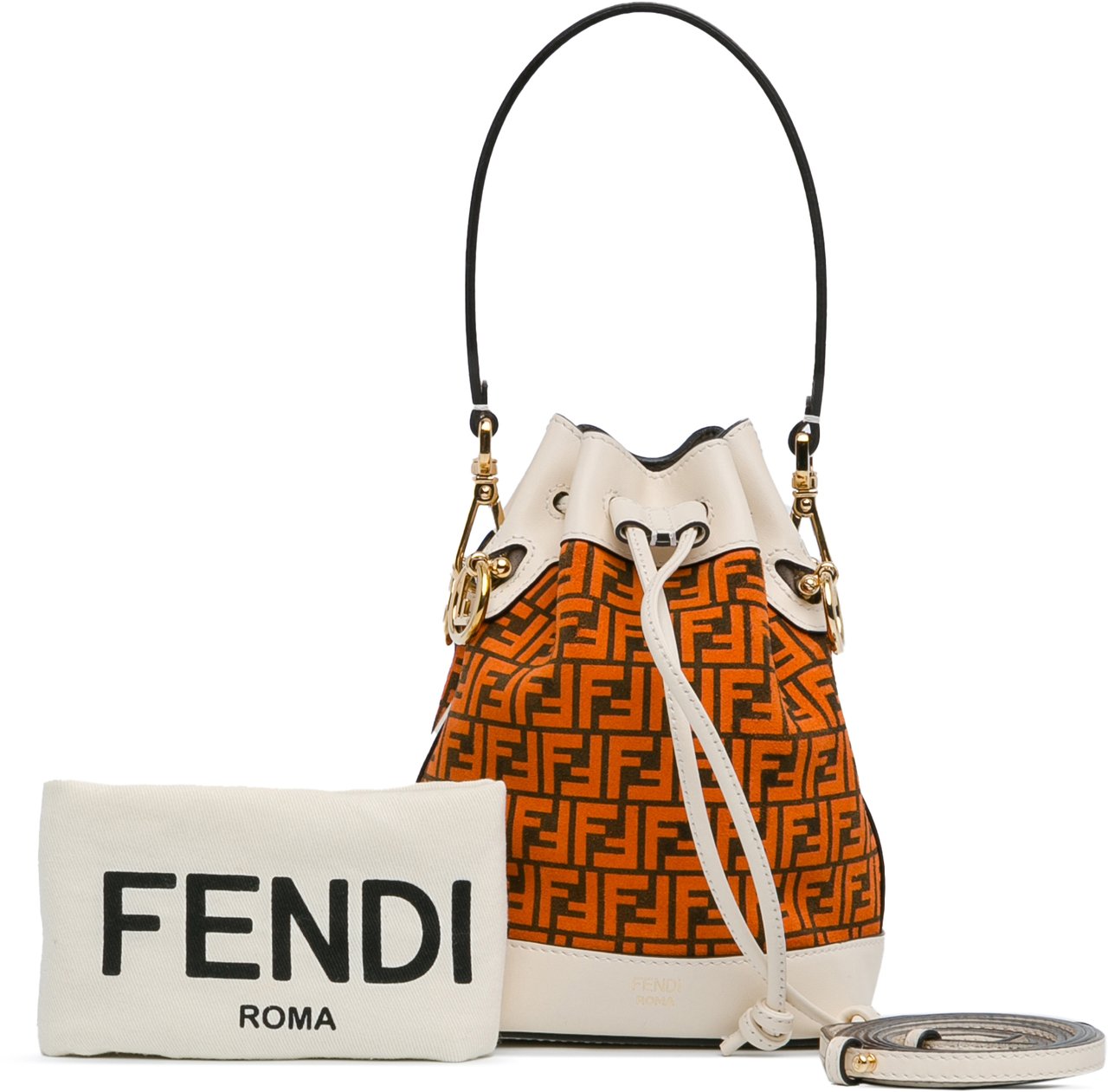 Fendi Mini Zucca Suede F is Fendi Mon Tresor Bucket Oranje