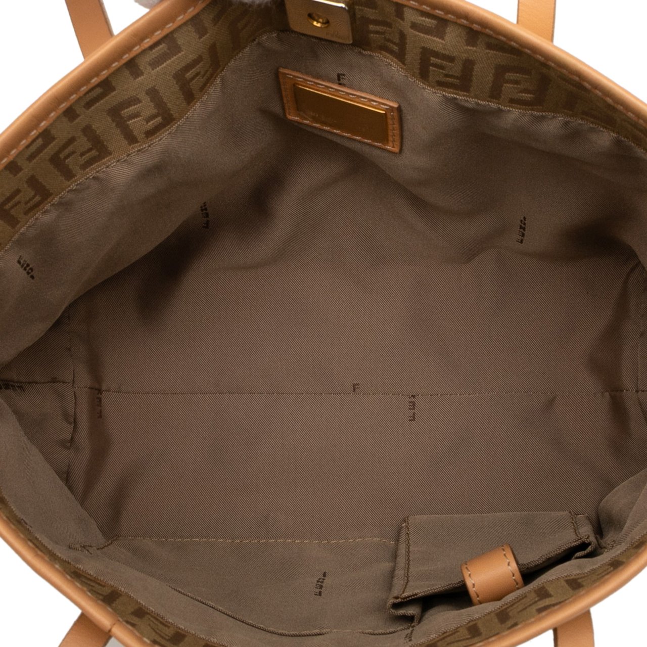 Fendi Zucchino Canvas Tote Bruin