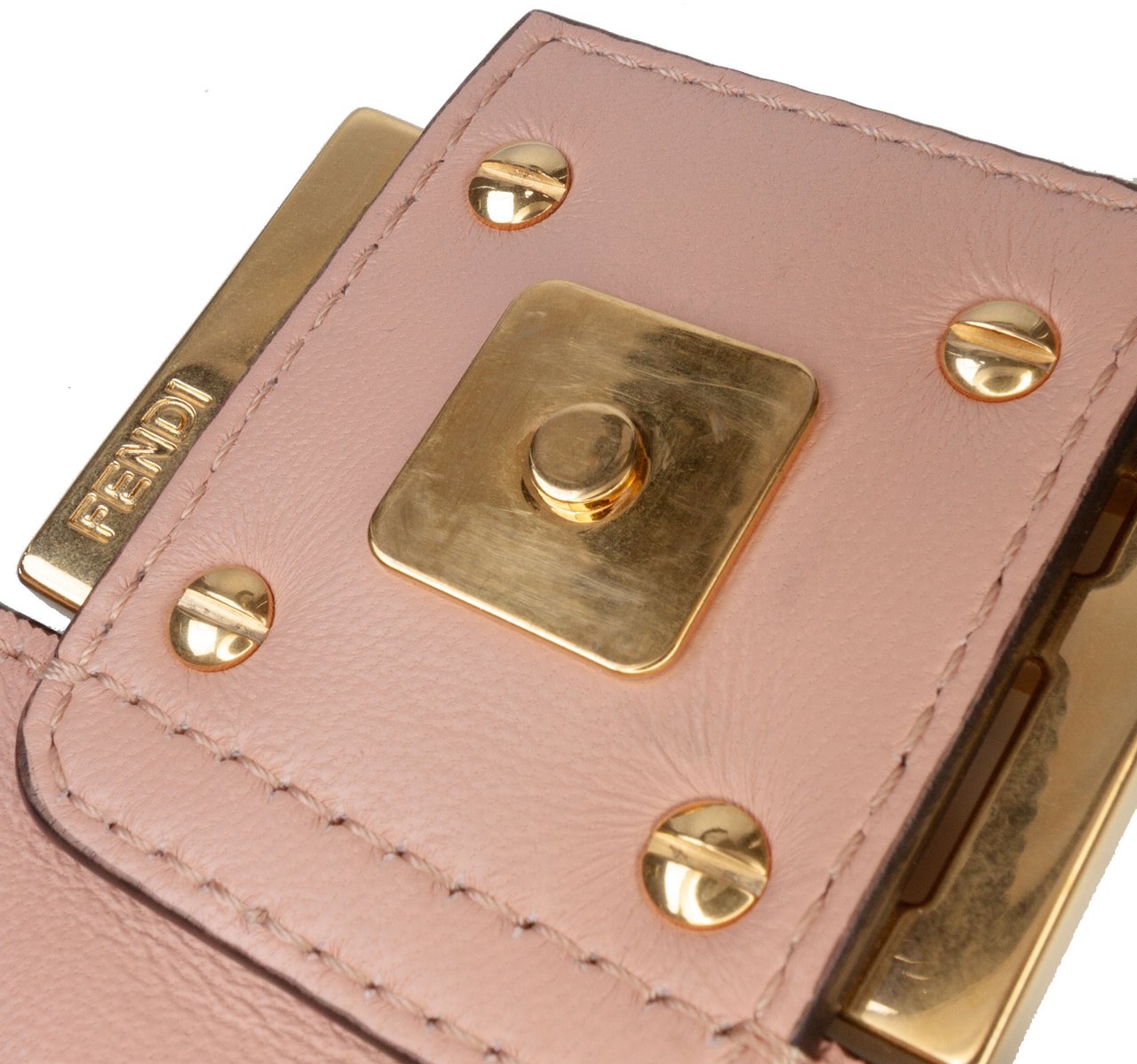 Fendi Zucca Embossed Leather Baguette Satchel Roze