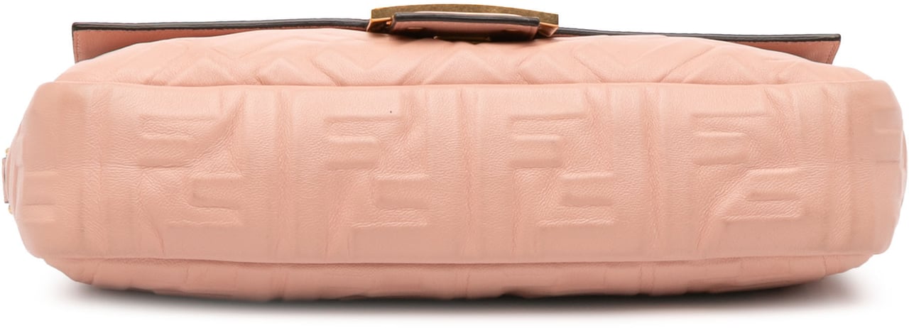 Fendi Zucca Embossed Leather Baguette Satchel Roze