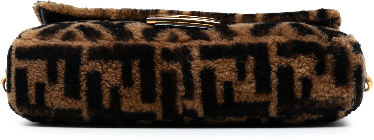 Fendi Medium Zucca Shearling Baguette Satchel Bruin