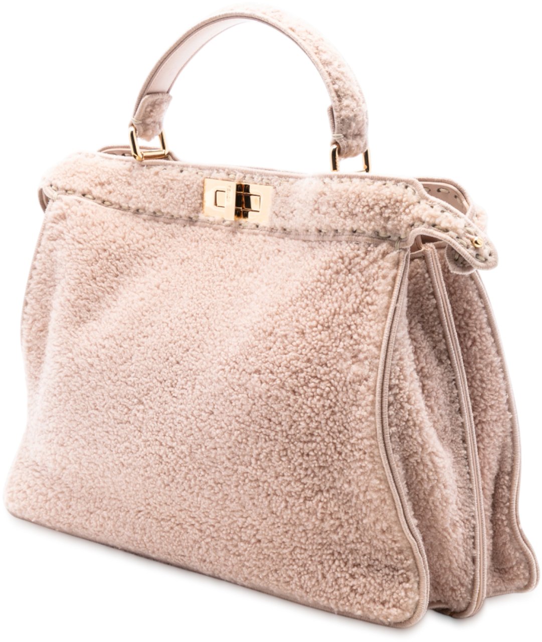 Fendi Large Shearling Peekaboo ISeeU Satchel Roze