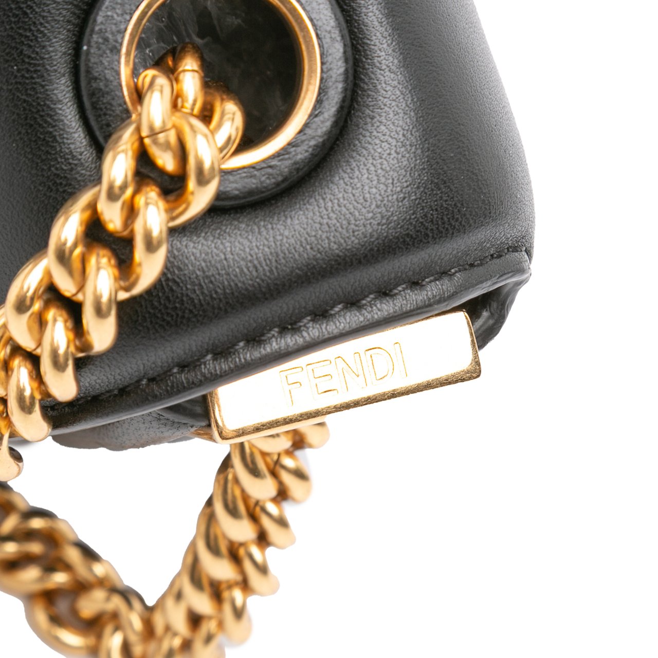 Fendi Mini Nappa Apolo Chain Baguette Shoulder Bag Zwart