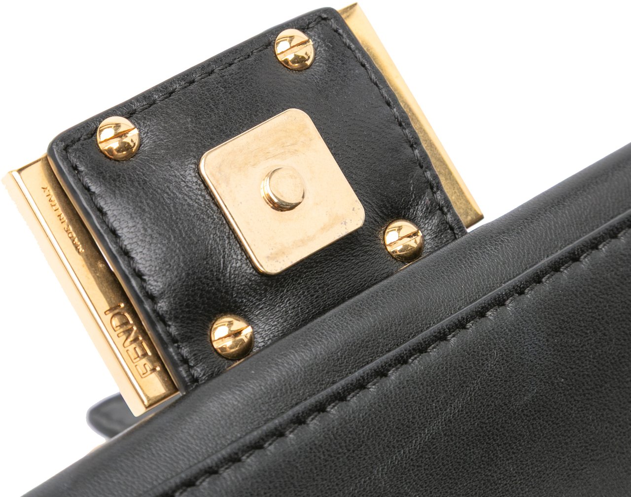 Fendi Mini Nappa Apolo Chain Baguette Shoulder Bag Zwart