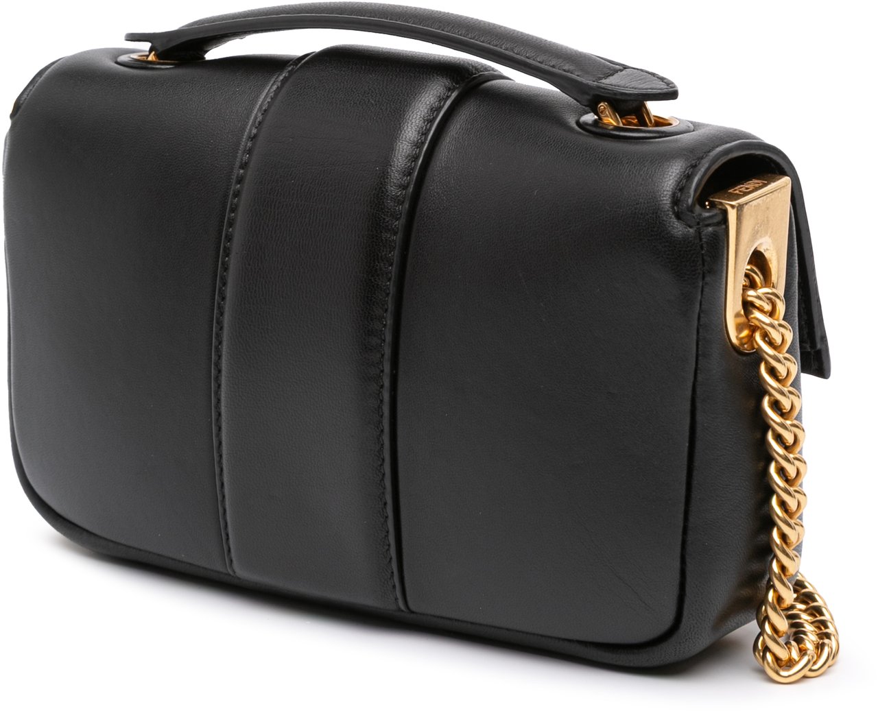 Fendi Mini Nappa Apolo Chain Baguette Shoulder Bag Zwart