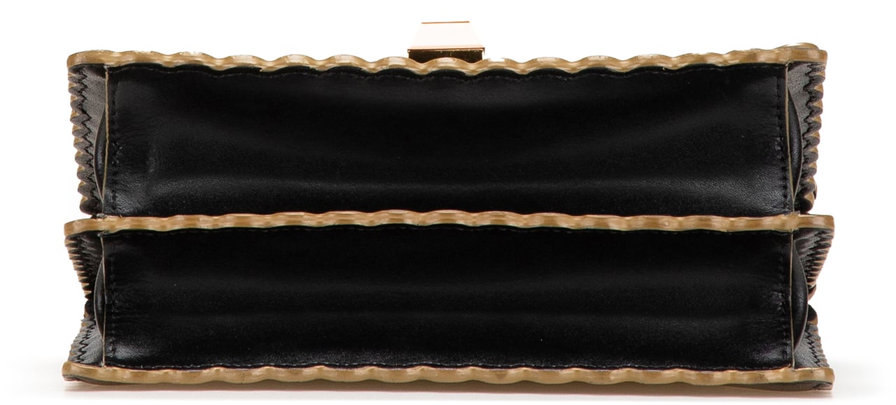 Fendi Small Scalloped Leather Kan I Crossbody Zwart