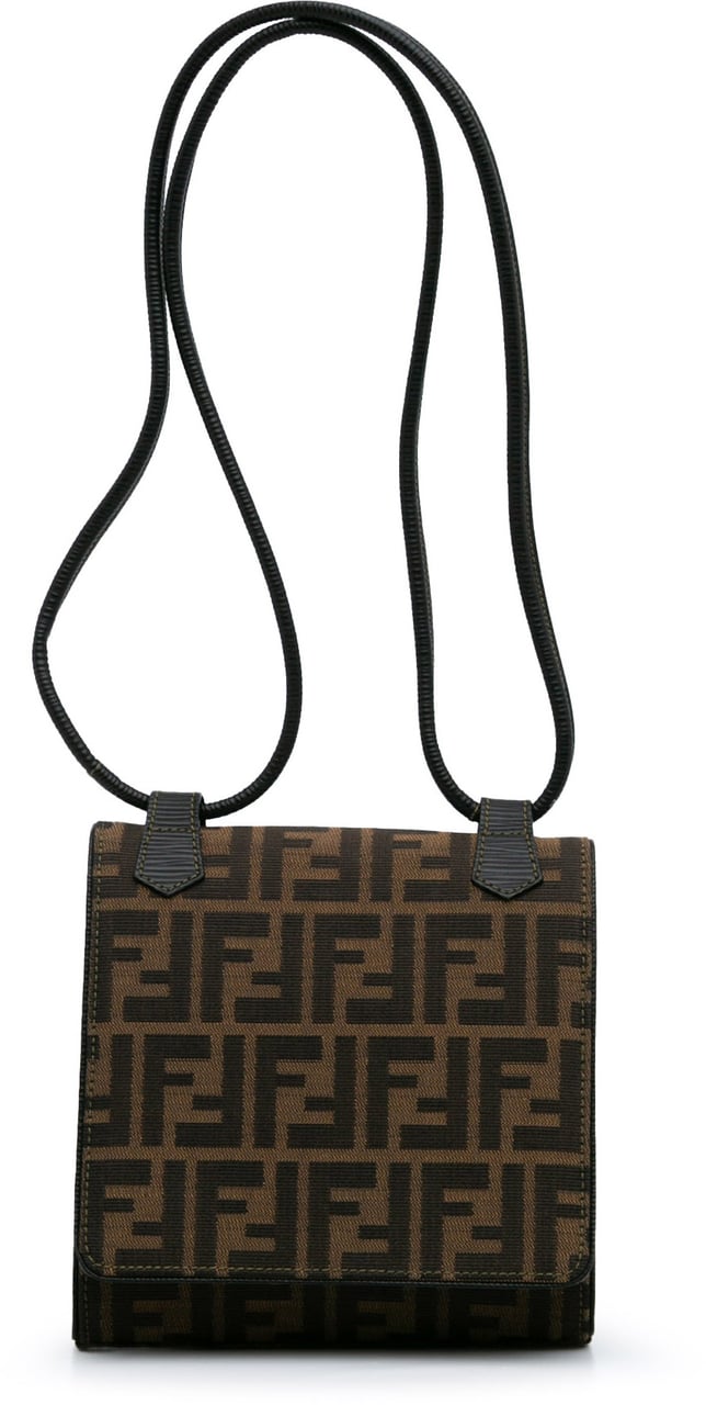 Fendi Zucca Canvas Shoulder Bag Bruin