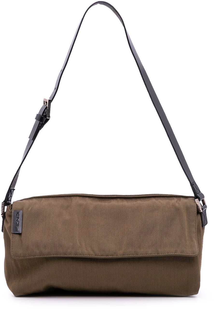 Fendi Canvas Flap Shoulder Bag Bruin