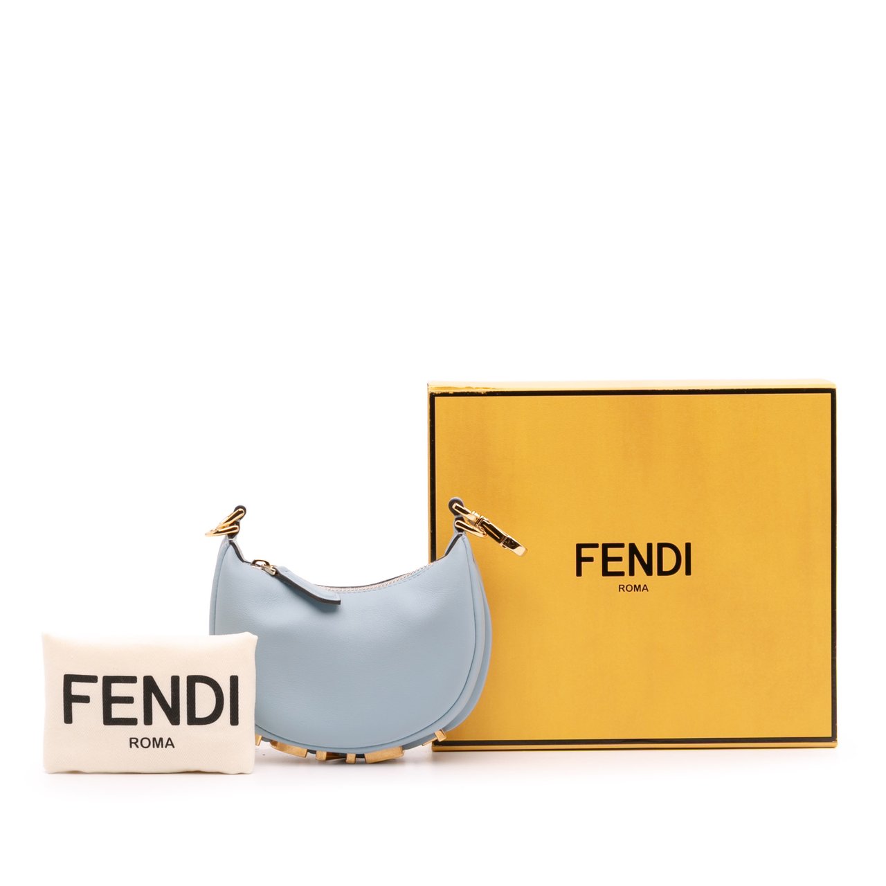 Fendi Nano Leather Fendigraphy Hobo Blauw