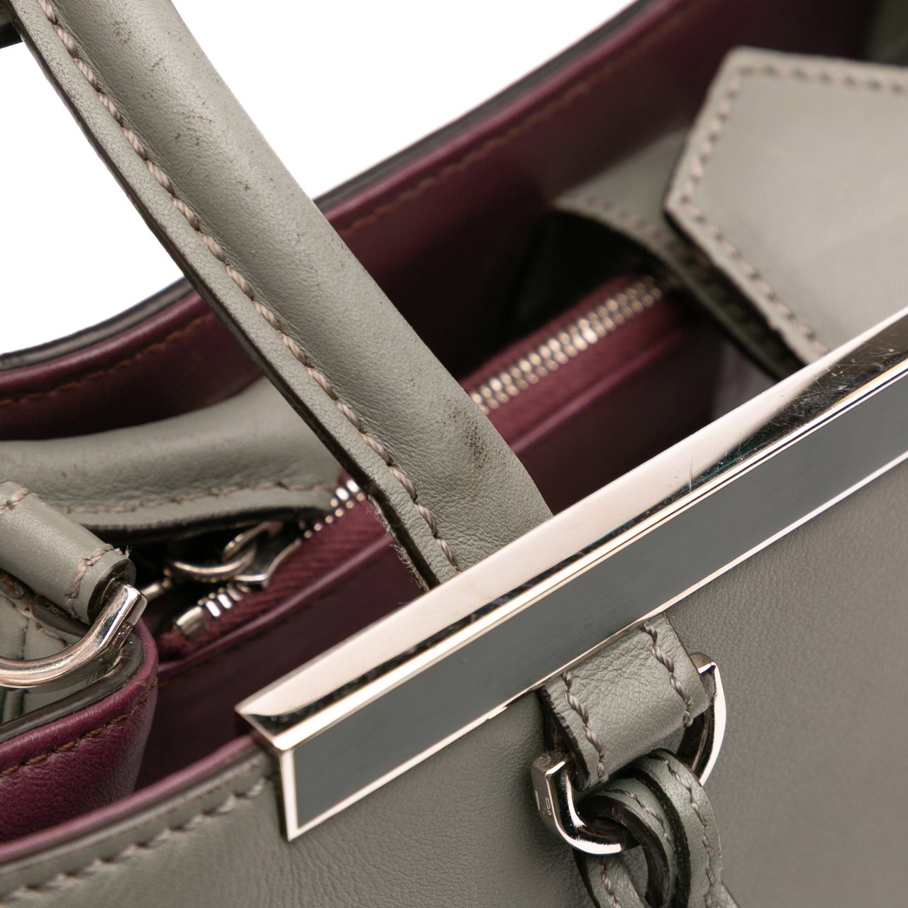 Fendi Petite Leather 2Jours Satchel Grijs