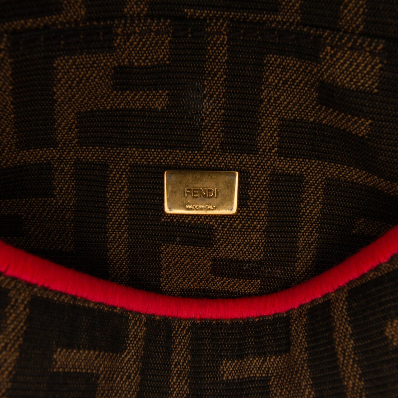 Fendi Mini Zucca Canvas 1974 Roma Amor Baguette Crossbody Bruin