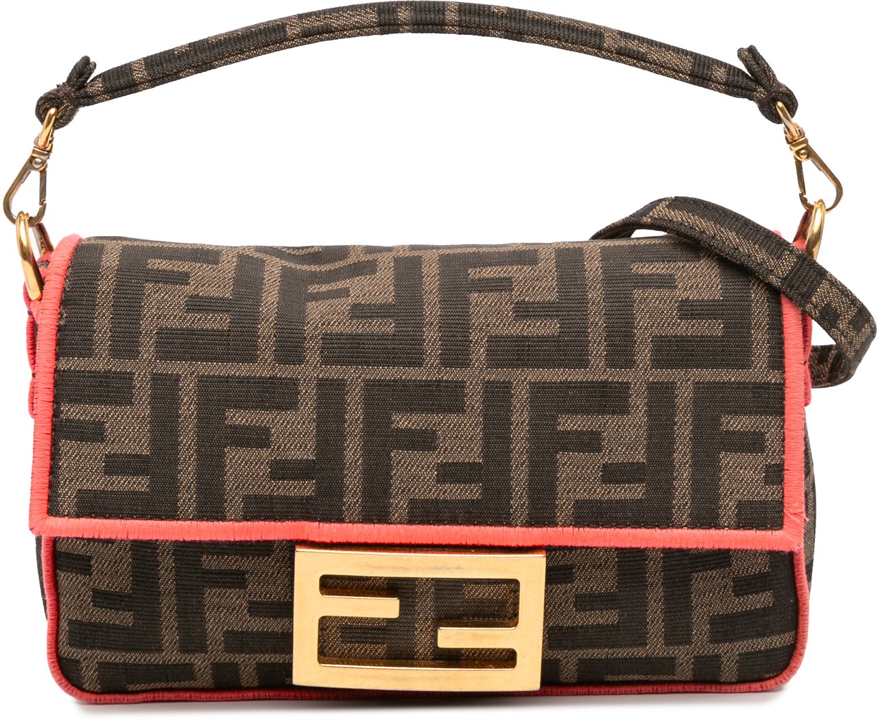 Fendi Mini Zucca Canvas 1974 Roma Amor Baguette Crossbody Bruin