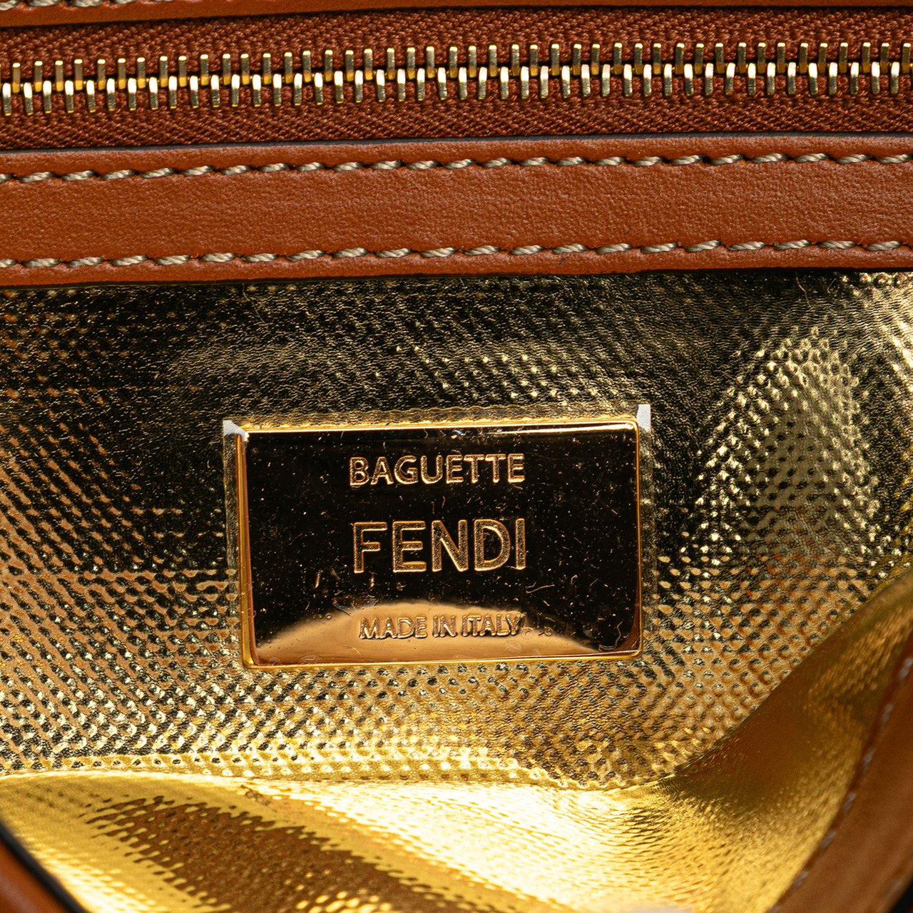 Fendi Zucca Embroidered Denim Baguette Satchel Blauw