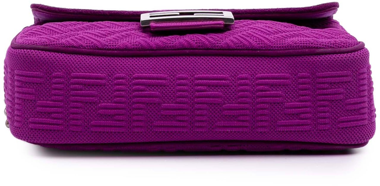 Fendi Zucca Embossed Technical Fabric Chain Midi Baguette Paars