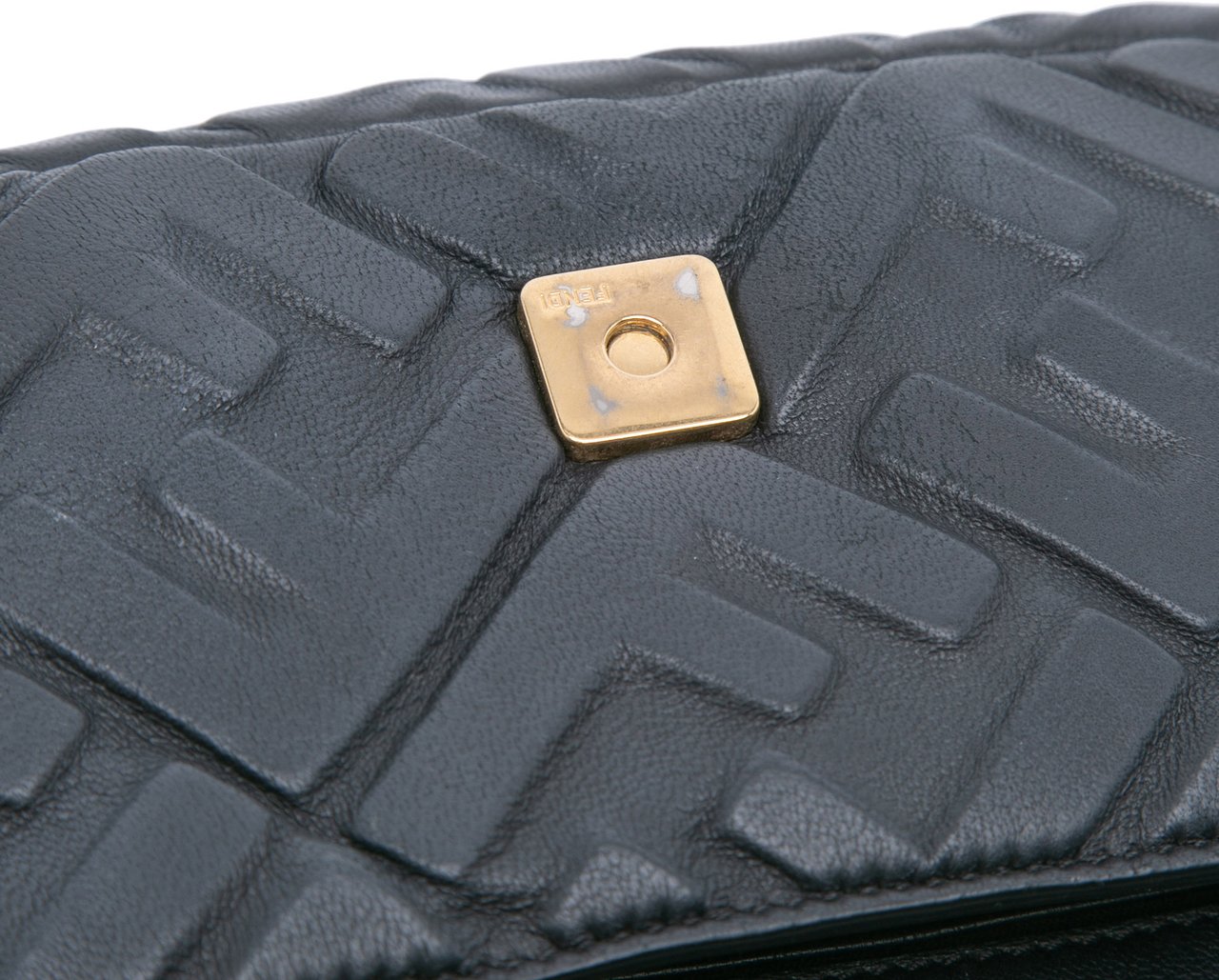 Fendi Mini Zucca Embossed Leather Baguette Satchel Zwart