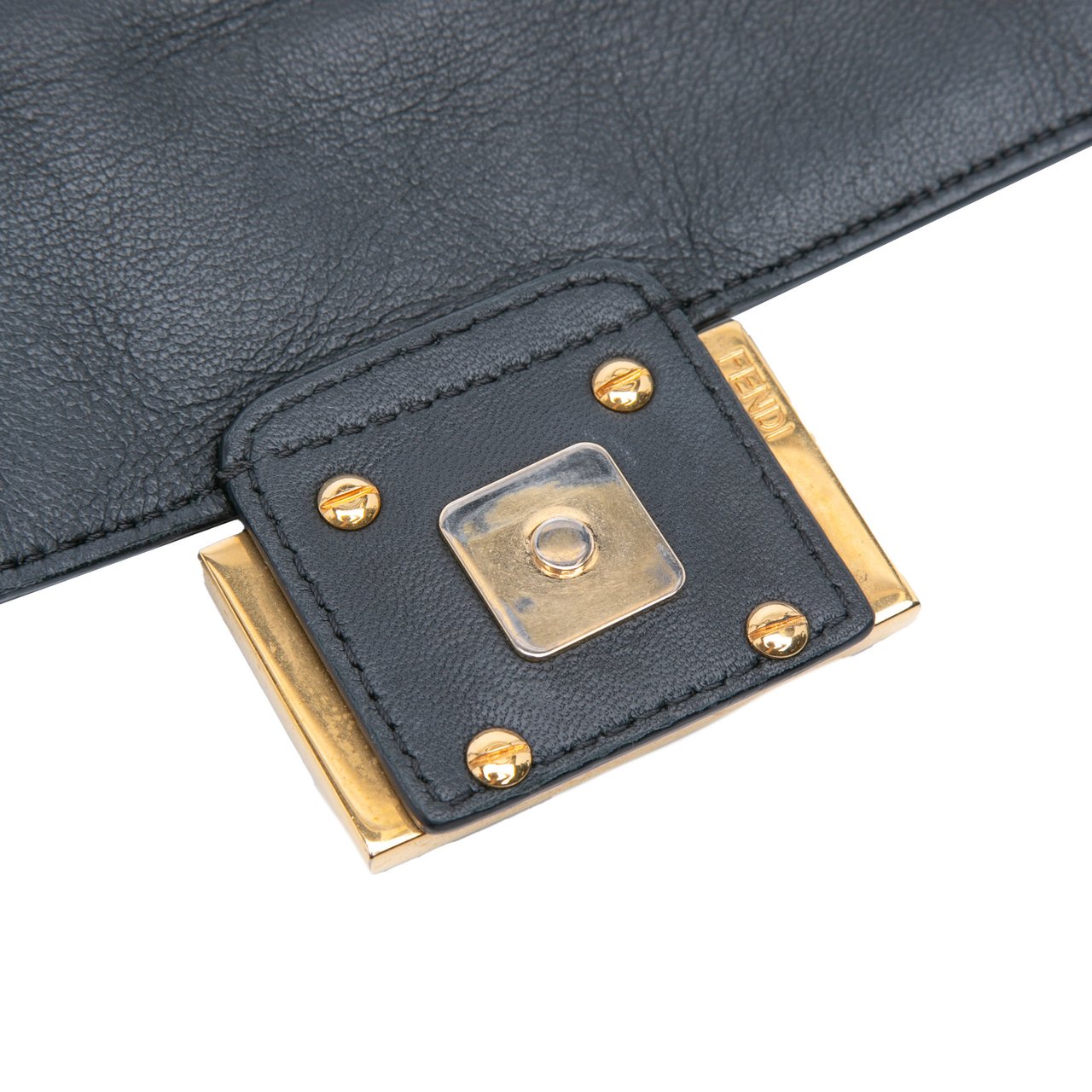 Fendi Mini Zucca Embossed Leather Baguette Satchel Zwart