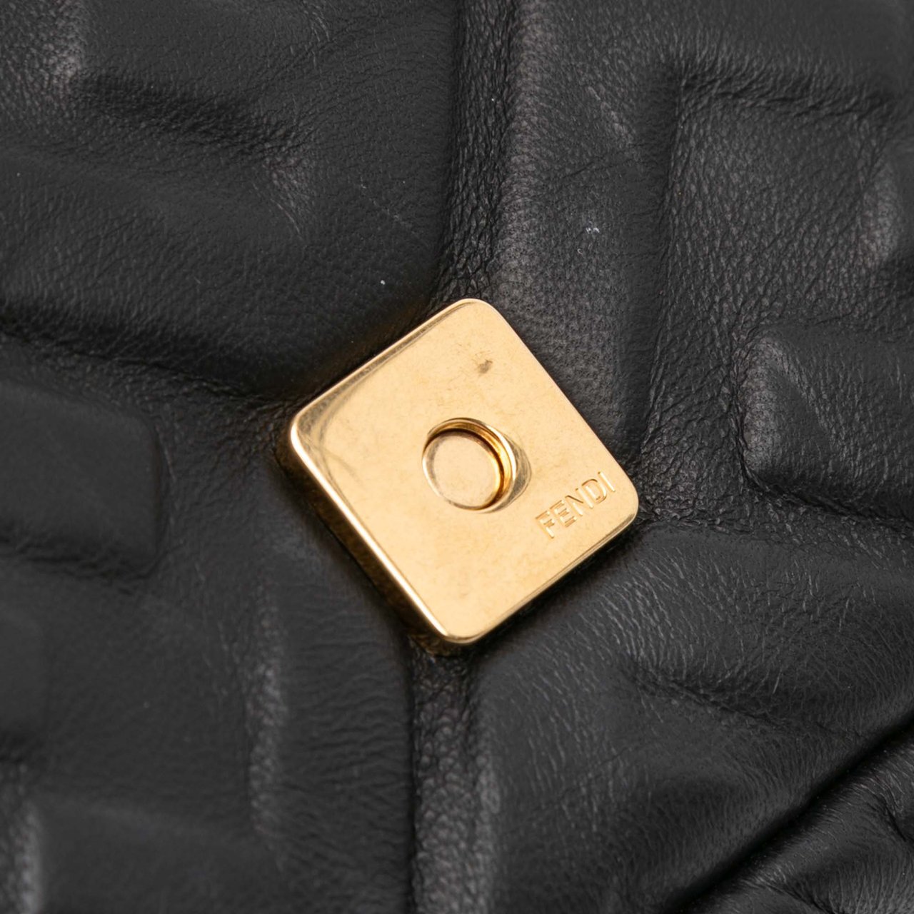 Fendi Mini Zucca Embossed Leather Baguette Satchel Zwart