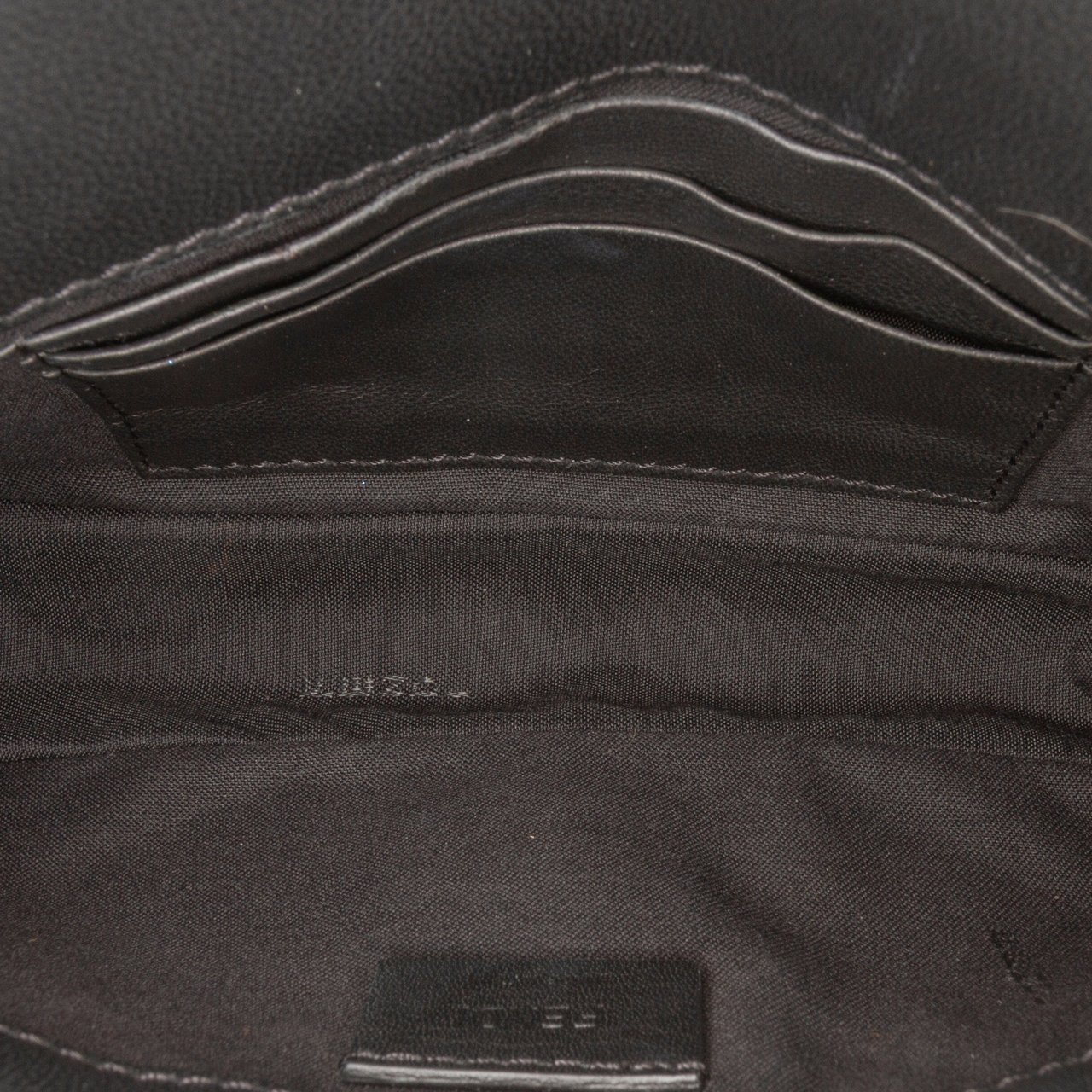 Fendi Mini Zucca Embossed Leather Baguette Satchel Zwart