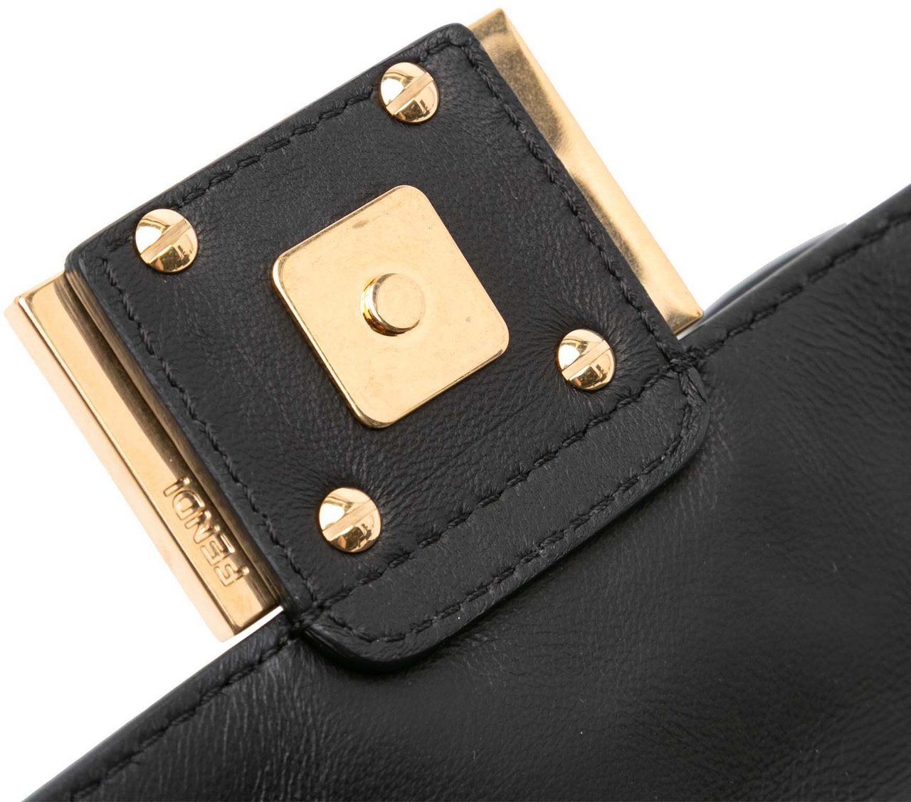 Fendi Mini Zucca Embossed Leather Baguette Satchel Zwart