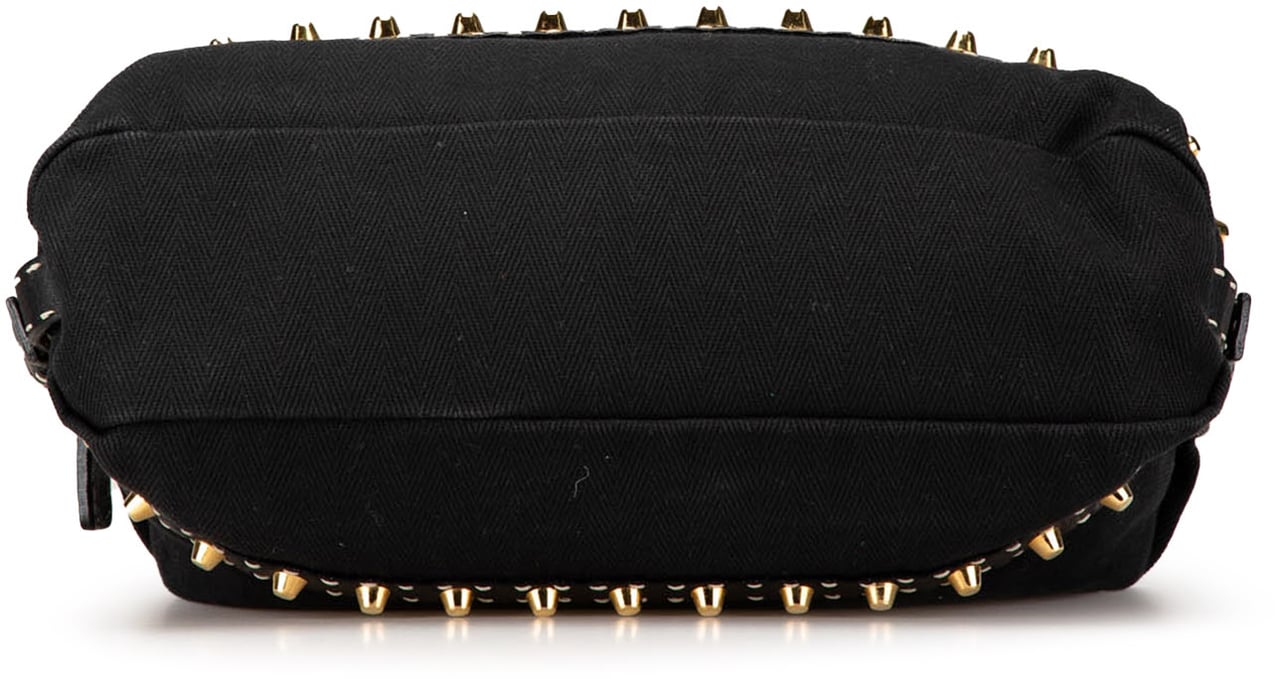Fendi Selleria Studded Canvas Shoulder Bag Zwart