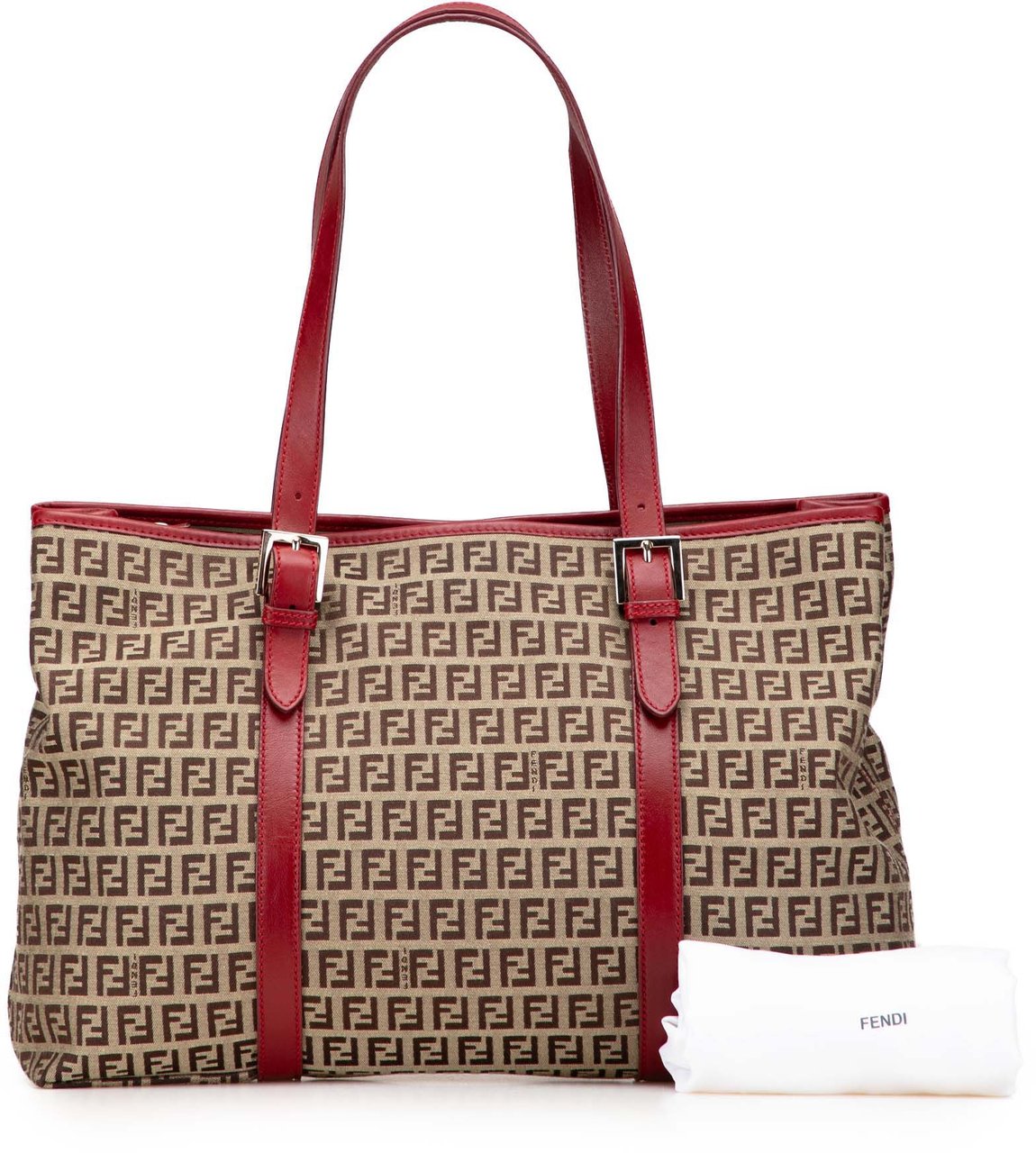 Fendi Zucchino Canvas Tote Bruin