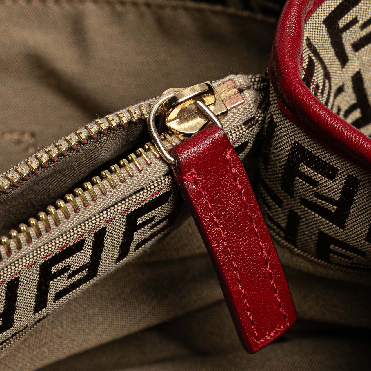 Fendi Zucchino Canvas Tote Bruin