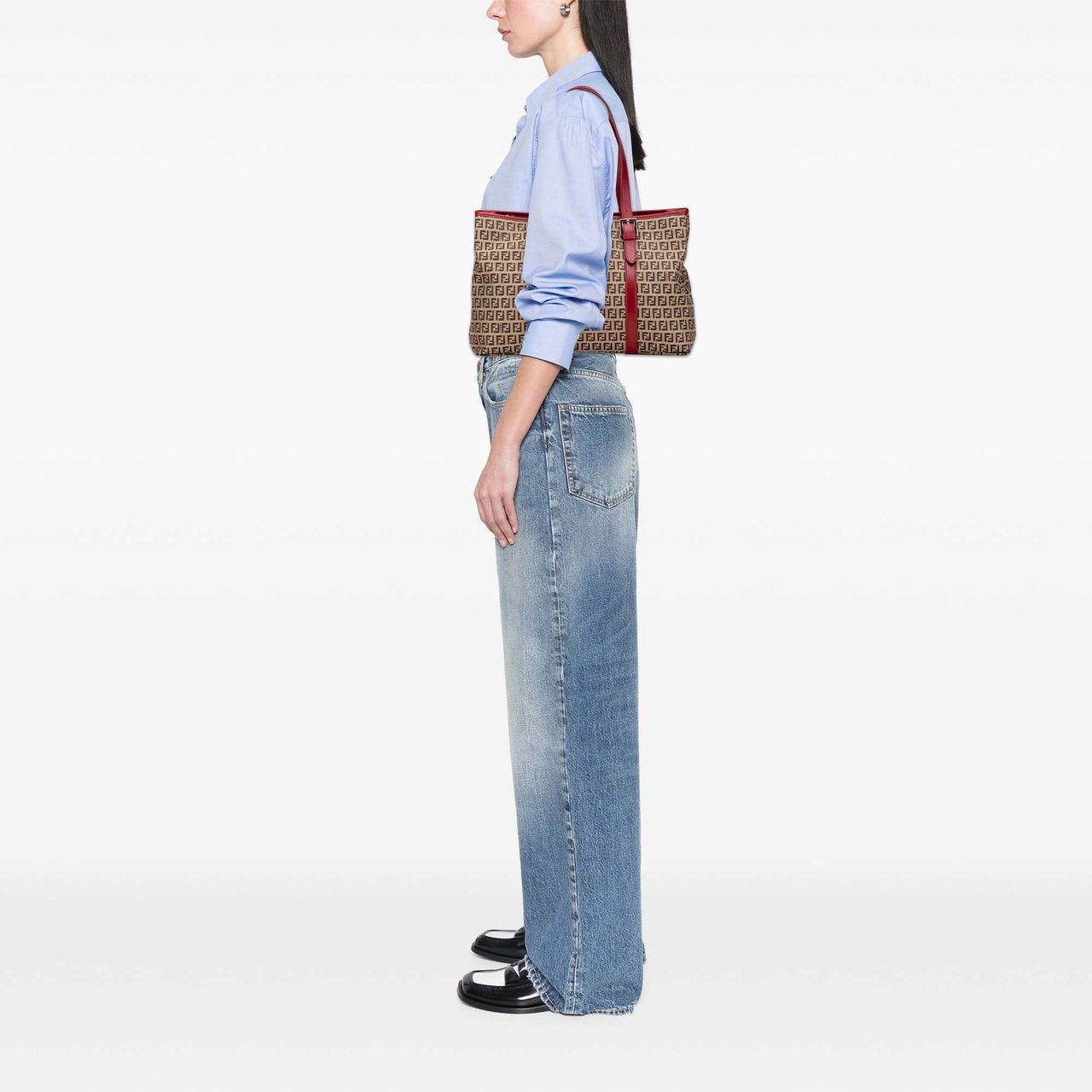 Fendi Zucchino Canvas Tote Bruin