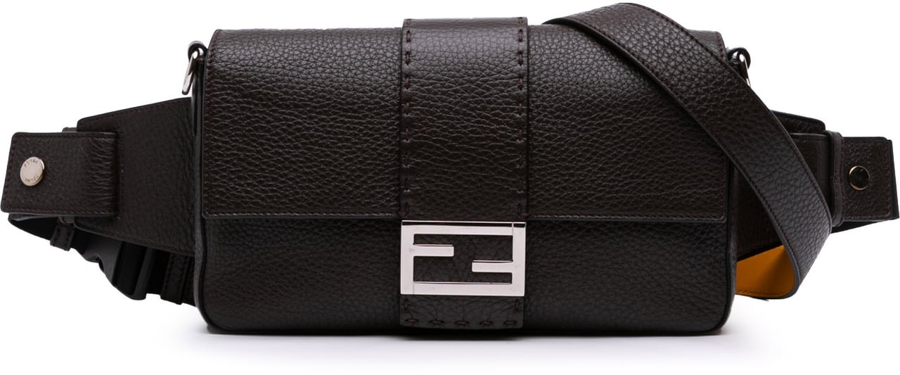 Fendi Leather Selleria Convertible Baguette Satchel Bruin